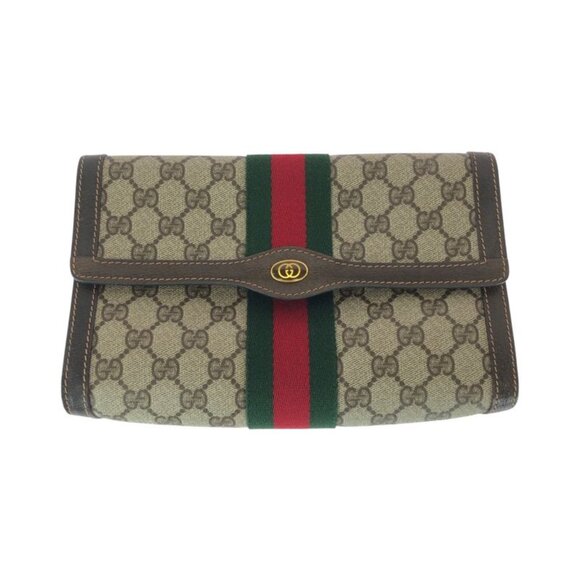 Gucci Handbags - Gucci Vintage Sherry Clutch Beige Brown